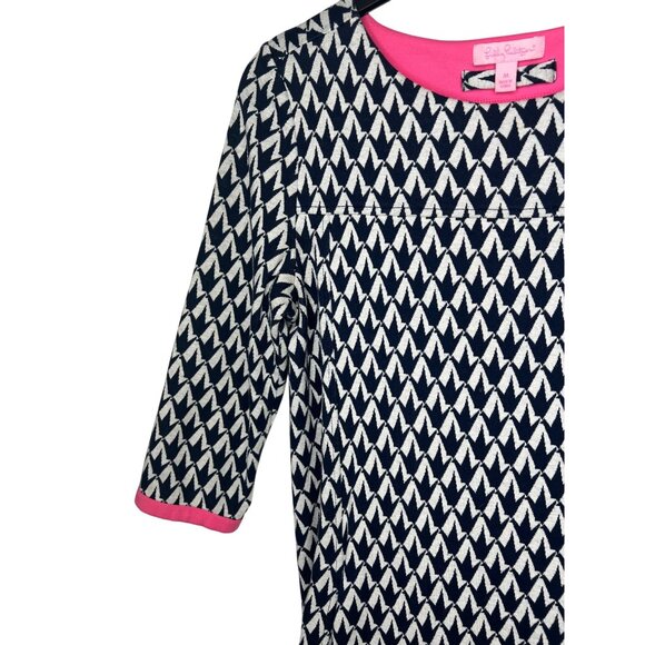 Lilly Pulitzer Jonah Crane Pose Navy & White Knit Sweater Dress 3/4 Sleeves M - Picture 12 of 13